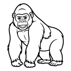 A black and white gorilla illustration vector style coloring page 