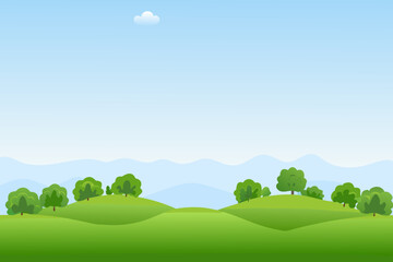 Serene Green Hills Landscape Under a Blue Sky