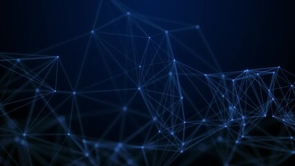 Blue glowing network connections. Communication and technology. Network connection structure. Seamless loop - Powered by Adobe