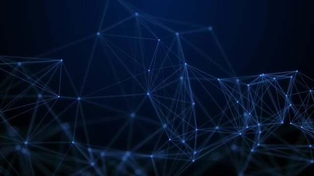 Blue glowing network connections. Communication and technology. Network connection structure. Seamless loop