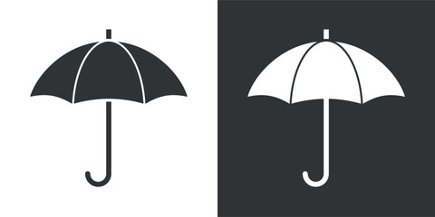 Umbrella icon. Symbol of rain or protection. Means of protection from the sun. Season or autumn pictogram. Attribute of bad weather or precipitation.