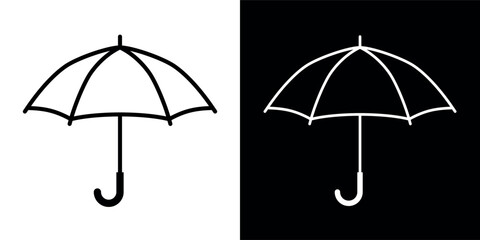 Umbrella icon. Symbol of rain or protection. Means of protection from the sun. Season or autumn pictogram. Attribute of bad weather or precipitation.