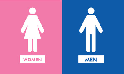 Men and Women Restroom Sign Icon. Male and Female Toilet Symbol Illustration.