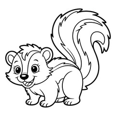 A black and white skunk illustration vector style coloring page