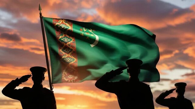 Sunset Salute to the Turkmen Flag &ndash; National Pride in Action