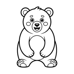 A black and white bear illustration vector style coloring page