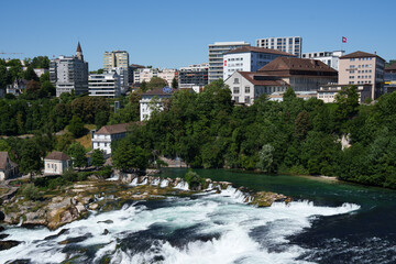 Rainfall in Schaffhausen, Switzerland. The largest waterfall in Europe.