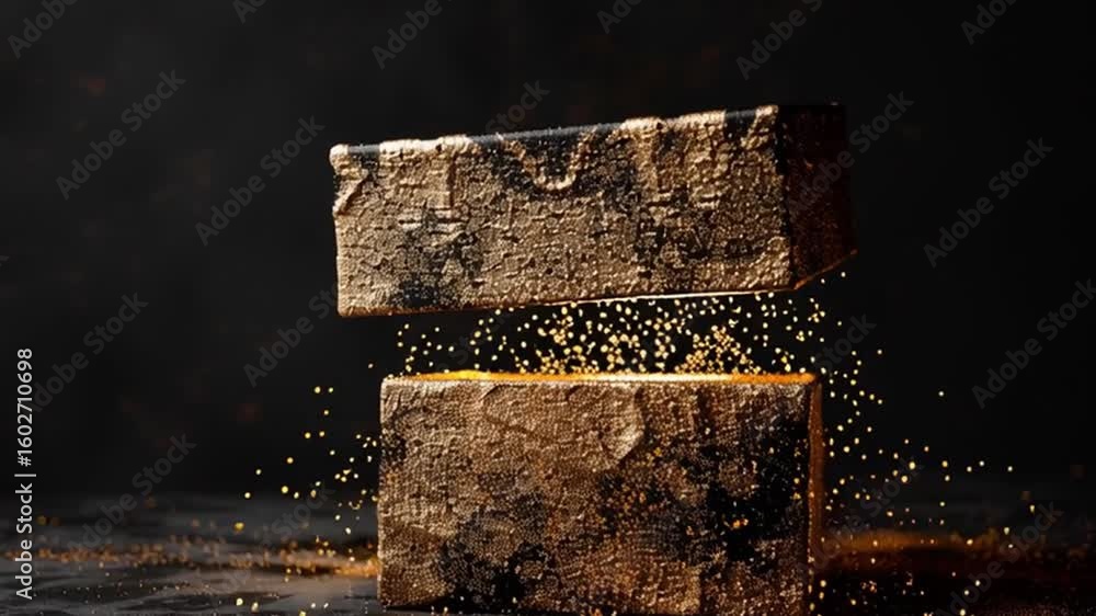 Poster enchanting design of beautifully crafted box with textured surface, open to release shimmering parti