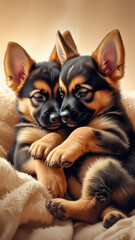 two adorable baby German shepherds