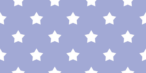 White stars repeat on blue background in cute seamless polka dot style.