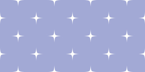 Cute seamless pattern with white stars evenly placed on blue background in polka dot order.