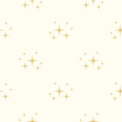 Cute seamless pattern with pastel yellow star on beige background in polka dot order.