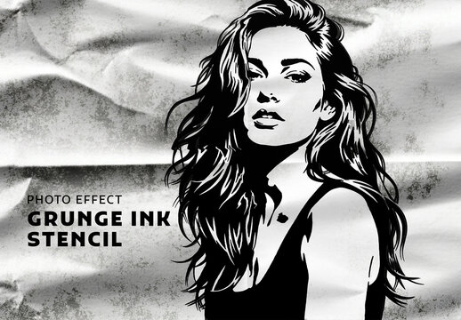 Grunge Ink Stencil Art Photo Effect