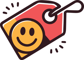 Happy Price Tag Icon with Smiley Face