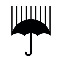 Umbrella and rain icon. Means of sun protection. Season or autumn pictogram. Attribute of bad weather or precipitation.