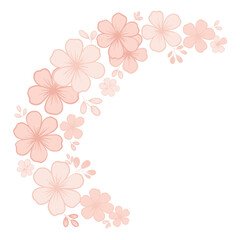Delicate Pink Floral Corner Border Illustration with Soft Blossoms and Leaves