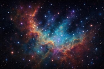 Naklejka premium Deep space nebula with brilliant stars forming cosmic patterns in galaxy