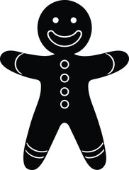 Happy gingerbread man silhouette vector illustration