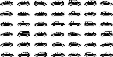 Car icon. Car type icons set. Model automobile. Various vehicle icon. Car body types. Vector illustration. EPS 10