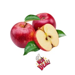 red apples with leaves
