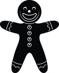 Happy gingerbread man silhouette vector illustration