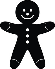 Friendly gingerbread man silhouette vector graphic