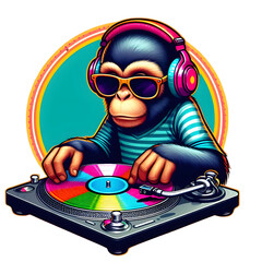 Cool Monkey DJ with Headphones, Png File
