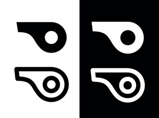 Referee whistle icon. Symbol of sport, match or championship. Referee whistle, attribute of sports referee or violation of game rules. For playing football or hockey, volleyball or basketball.