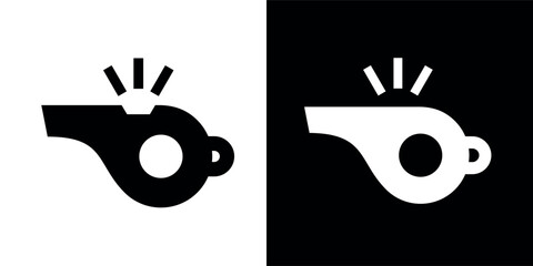 Referee whistle icon. Symbol of sport, match or championship. Referee whistle, attribute of sports referee or violation of game rules. For playing football or hockey, volleyball or basketball.