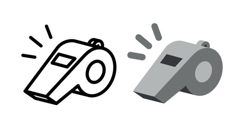 Referee whistle icon. Symbol of sport, match or championship. Referee whistle, attribute of sports referee or violation of game rules. For playing football or hockey, volleyball or basketball.
