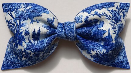 Elegant Vintage Watercolor Bow Ornament in Chinoiserie Style
