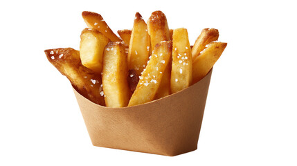 French Fries in a Paper Container with Sea Salt