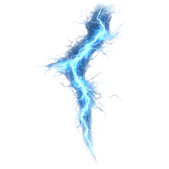 Fototapeta premium Bright blue electric arc energy bolt with jagged edges isolated on transparent background
