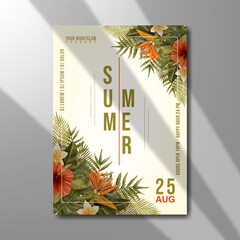 floral summer party flyer template design