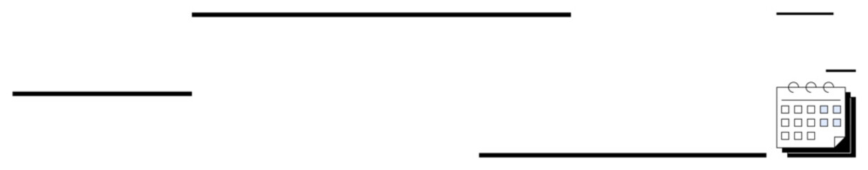 Horizontal lines intersecting with a simple calendar icon suggesting planning, scheduling, and structure. Ideal for organization, productivity, strategy, workflow, balance and focus. Simple flat
