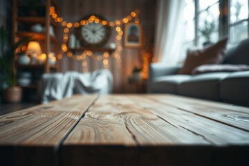Rustic wood table in front of light night. Wooden table in front of abstract blurred restaurant lights background