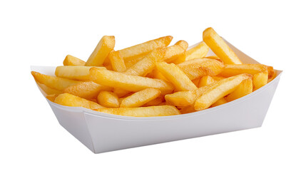 French Fries in a White Container on Transparent Background