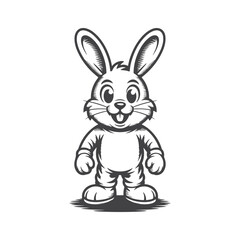 Obraz premium Cheerful cartoon bunny standing upright wearing clothes rabbit character