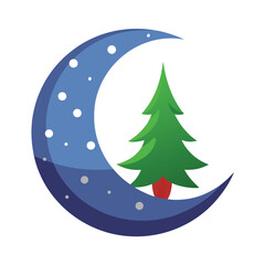 Christmas Moon Vector Illustration.eps