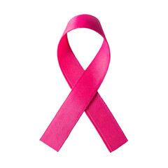 Bright pink ribbon symbol of breast cancer awareness and support isolated on transparent background