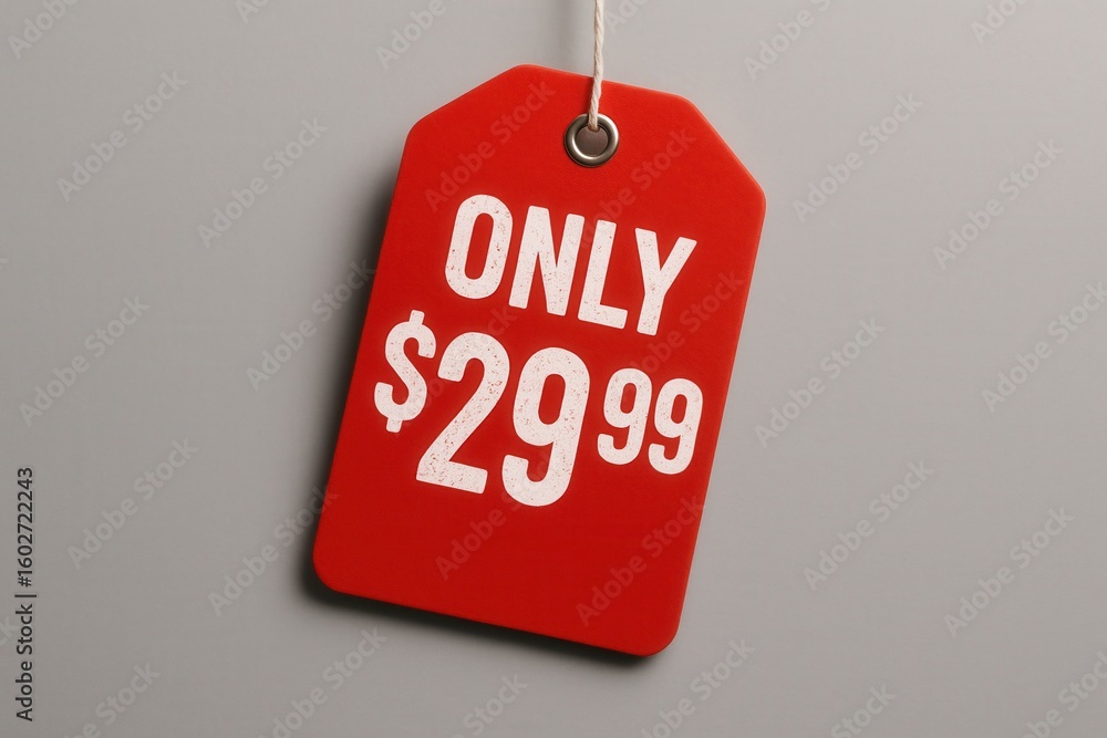 Poster red price tag displaying 