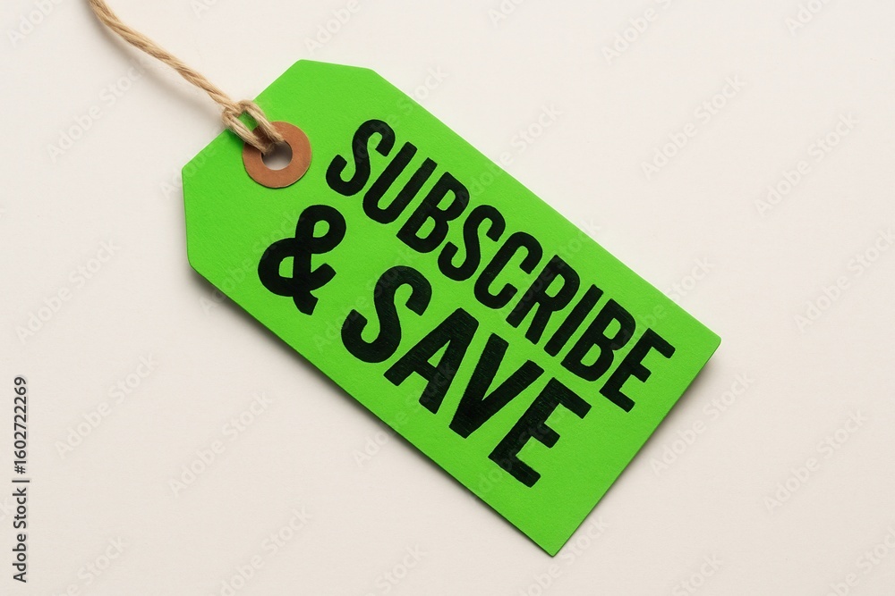 Poster green tag with the bold text 
