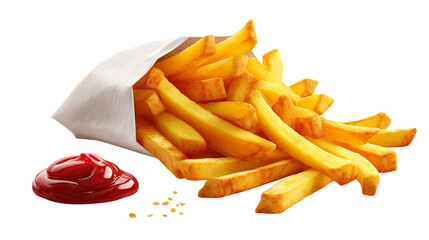 French Fries Overflowing with Ketchup on the Side