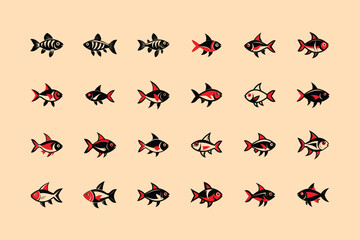 Red Eye Tetra, aquarium fish vector art illustration