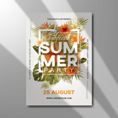 clean summer party poster template design