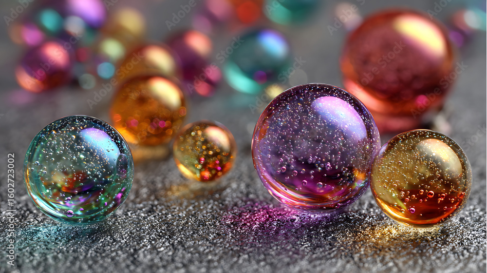 Poster iridescent bubbles background with soap liquid texture surface and transparent design 94791580 1