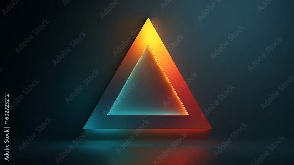 Poster geometric triangle design with glowing edges on dark gradient background 87262270 1