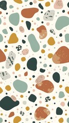 Chic abstract terrazzo pattern with organic shapes and earthy modern tones for stylish design