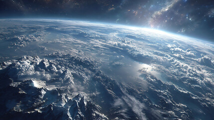 Fototapeta premium Blue Earth Planet from Space with Nebula Clouds Weather and Atmospheric View 46561426 1