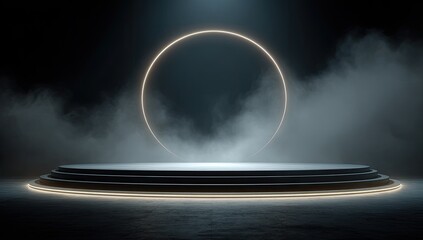 Dark stage with glowing ring
